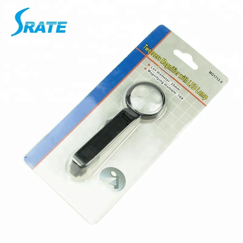 Mg17134 10x Tweezer Magnifying Glass With Led Light Buy Magnifying