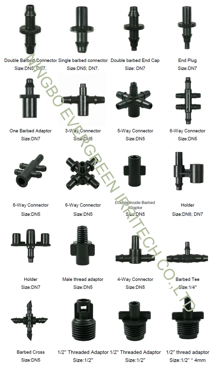 5 Way Agricultural Garden Plastic Irrigation Connector 1/4 Inch Barb Drip Cross Connector