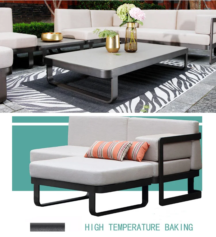 Luxury Metal Aluminum Frame Patio Outdoor Garden Furniture Sofa Set