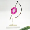 modern elegant home decoration accessories Globe - Brazilian pink agate piece