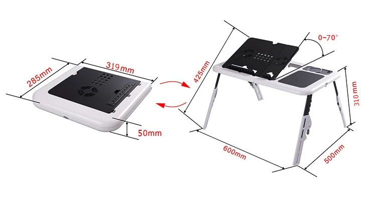 E-table LD09 table pliante pour ordinateur portable couleur noire