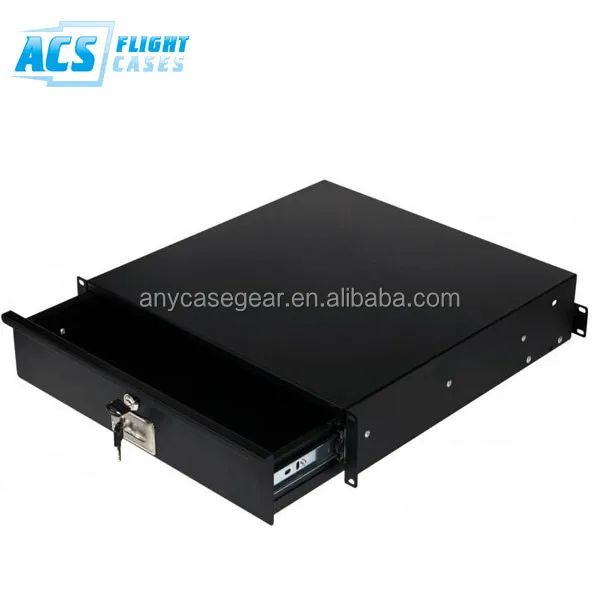 2U Rack Mount DJ 19/" Rack Case Equipment Deep Drawer 2 Space Locking Lockable