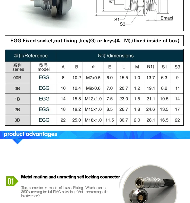 B series Compatible FHG/EGG 2 3 4 5 6 pin electronic lemos connector