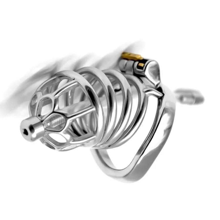 Frrk 67mm 304 Stainless Steel Male Chastity Device With Catheter Curved Ring Chastity Cage Sm 4373