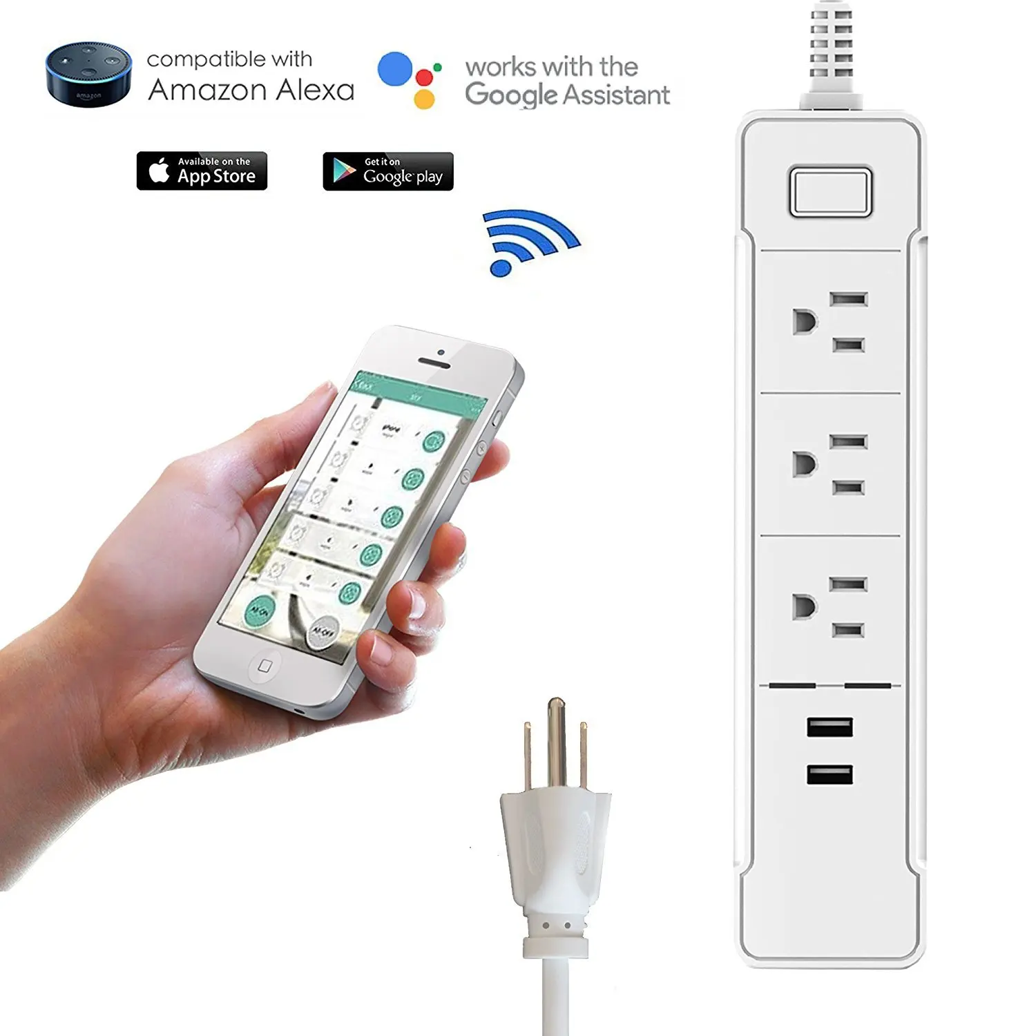 2 Usb Power Strip Outdoor Smart Socket 3 Outlets Extension Eu Us Au Uk