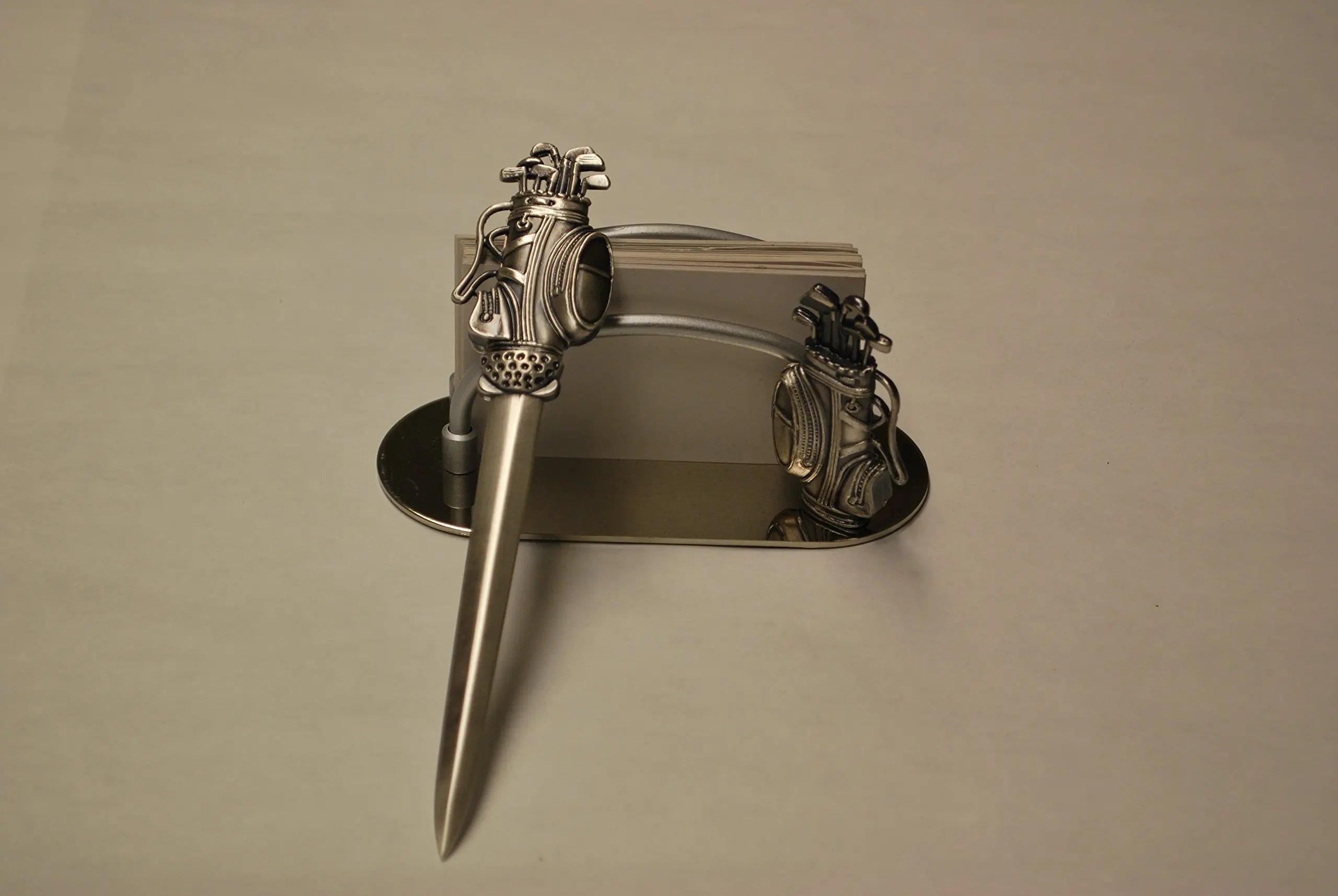 Golf Bag Motif Hand Detailed Letter Opener & Business Card Holder