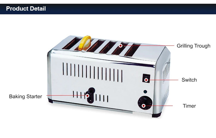 ETS-6 6 Pieces CE Bread Toaster Industrial Electric Bread Toaster