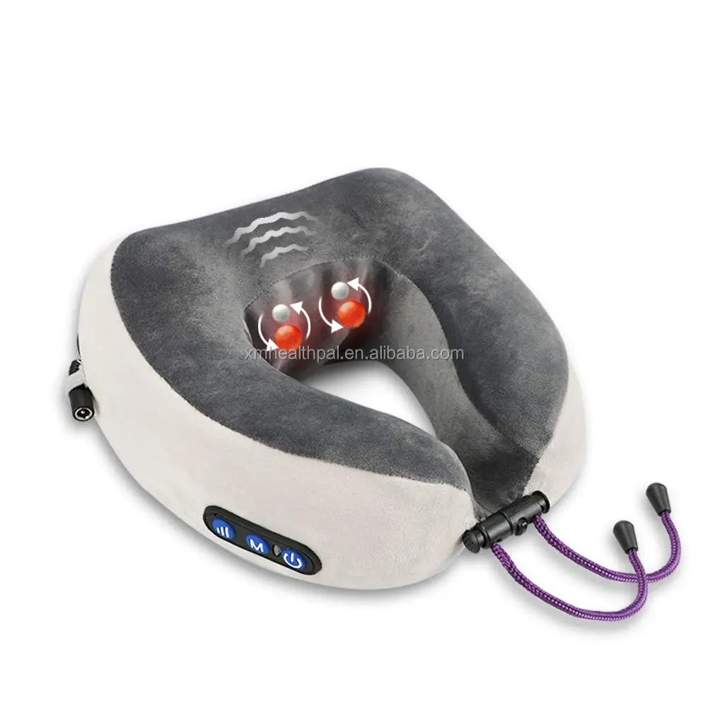 Rechargeable Travel Pillow U Shape Cervical Memory Foam Travel Neck Support Deep Kneading 9158