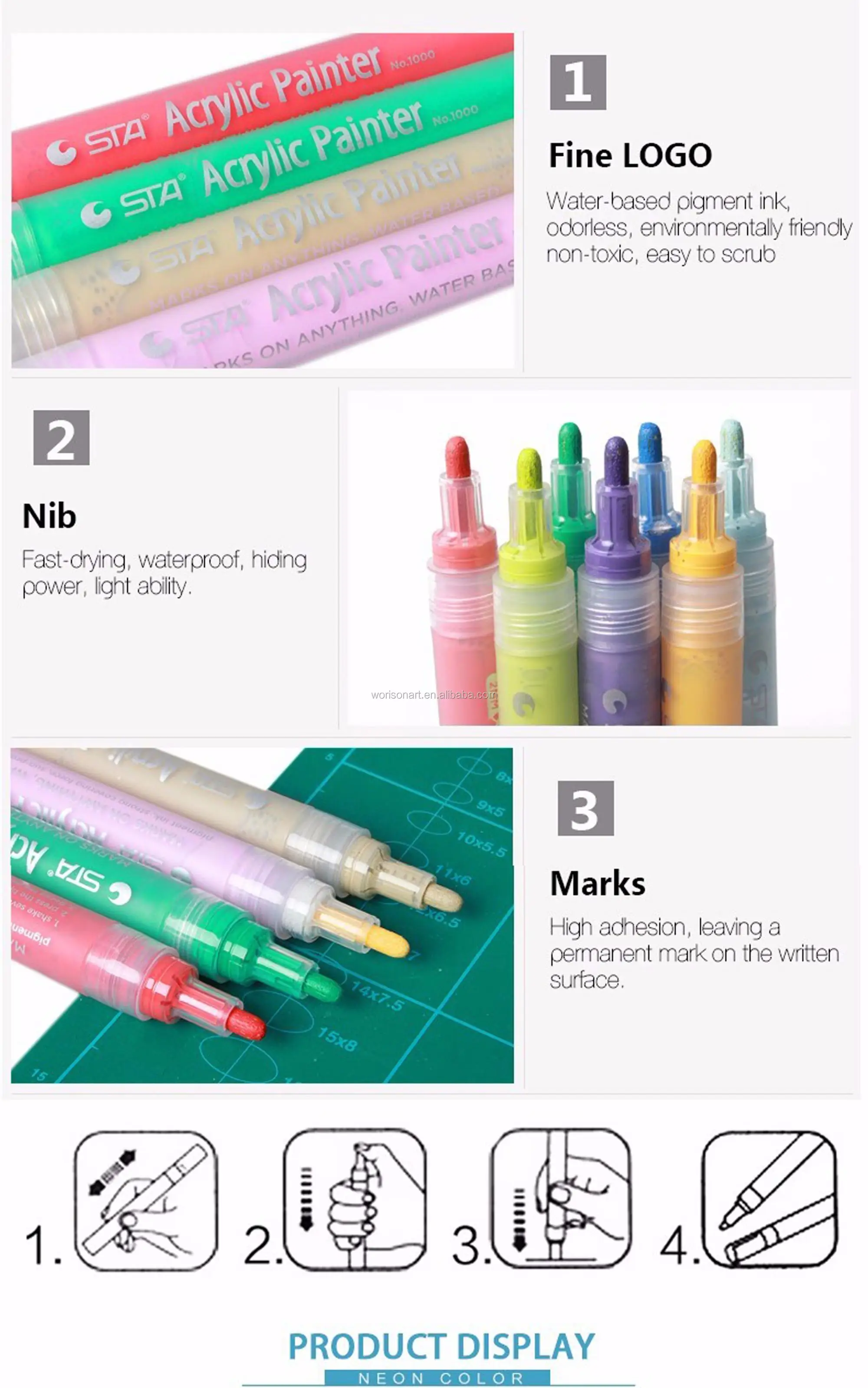 Ready To Ship Sta Acrylic Paint Marker 24 Colors Set Permanent Drawing