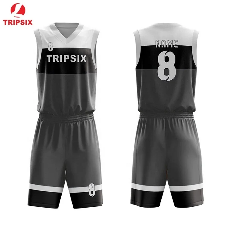 Color Black Gray Basketball Jersey 