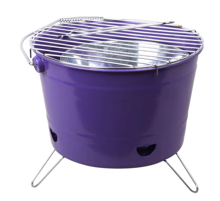 Indoor Or Outdoor Portable Galvanized Bucket Bbq Grill Mini Charcoal