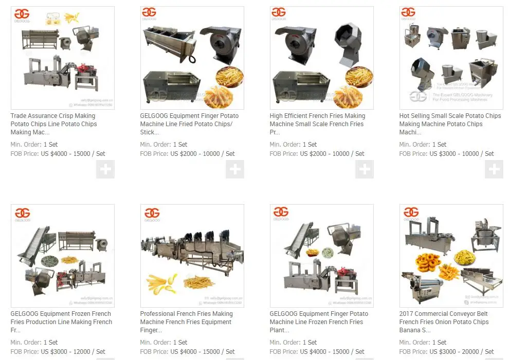 GELGOOG Machinery Potato Crisp Chips Making French Fries Machine Frozen Potato Production Line