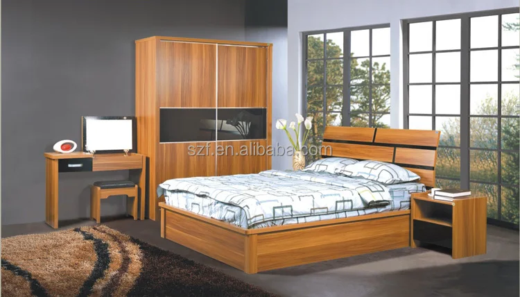 China Manufacturer Solid Teak Wood Bedroom Furniture Set With