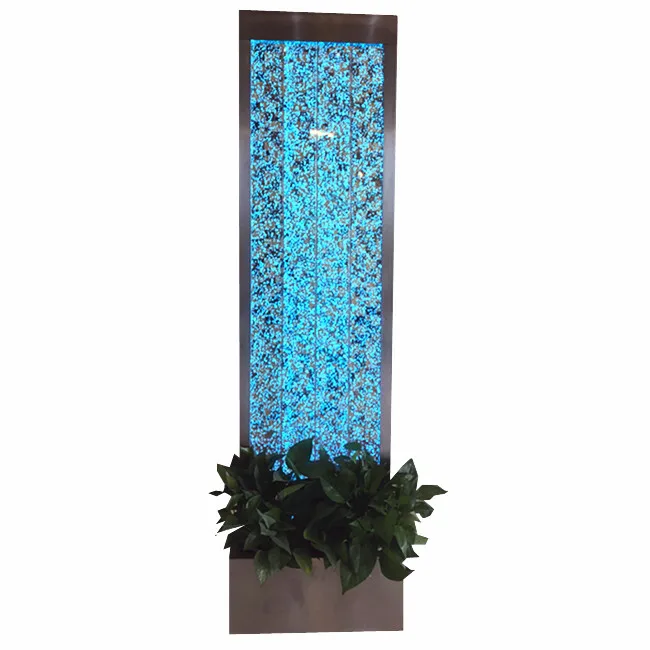Floor Standing Water Bubble Wall With Rgb Led Light,Water Feature Aquarium With Flowerpot