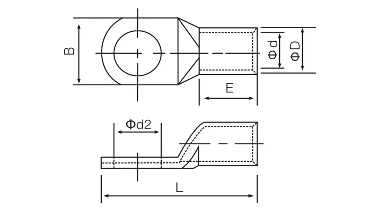 Din46325 Series Copper Cable Lugs Terminal / Standard Barrel / 600v To