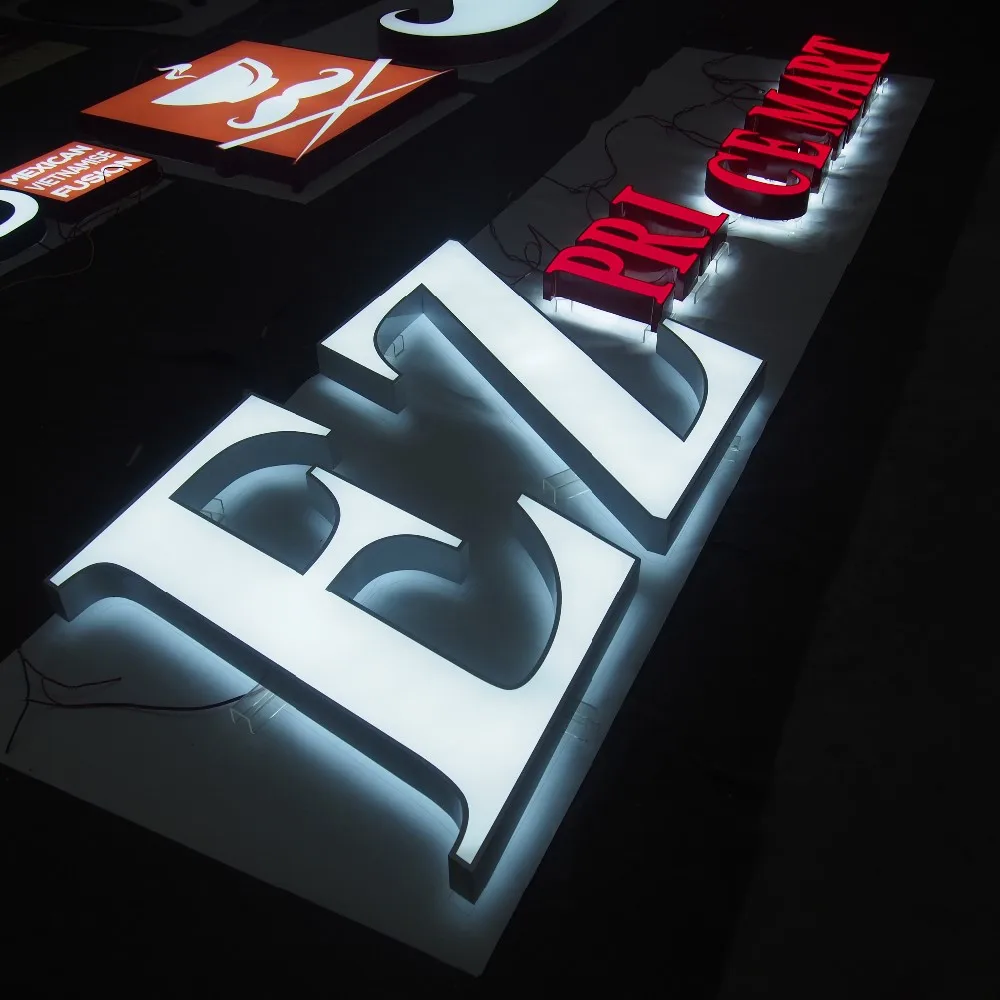 Front And Back Light Restaurant Sign Outdoor Giant Light Up Letter Large Led Store Front Signs