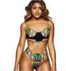 Exotic Tribal Pattern Cut Out Two Piece High Waist African Women Print Swimsuit For Vacation