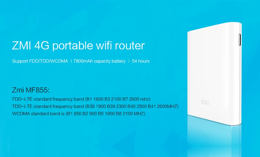 Xiaomi ZMI MF855 4G LTE Mobile WiFi Hotspot Router 7800mAh Battery Power Bank 
