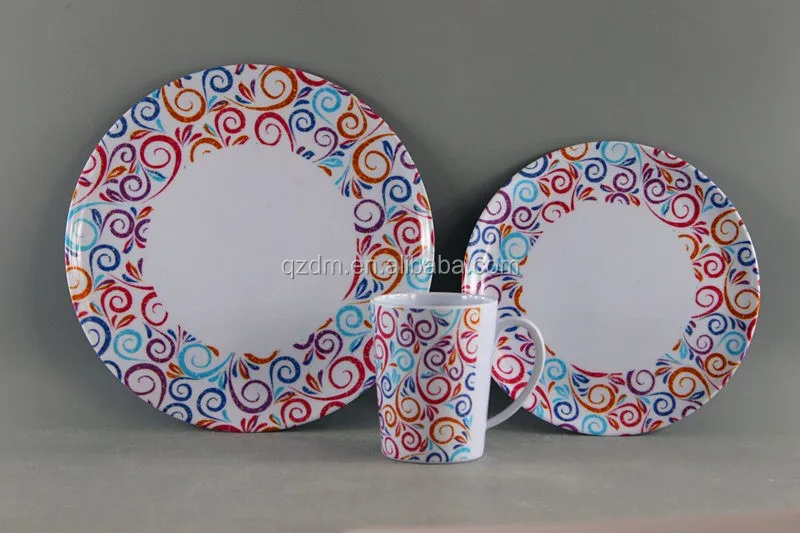 Simple Design Melamine Dinner Set Of 3 Piece For UK Market