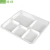 Easy Green Cheap Wholesale Natural Pulp Bulk Rectangular Dinner 5 Compartment Plate