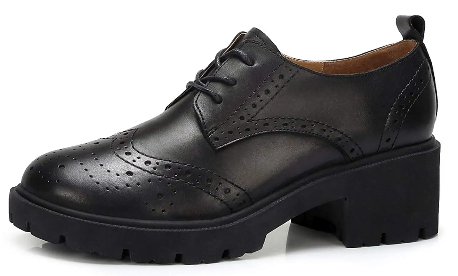 Buy Women Platform Brogue Oxfords Vintage Genuine Leather Lace-up Leisure Business Womens 