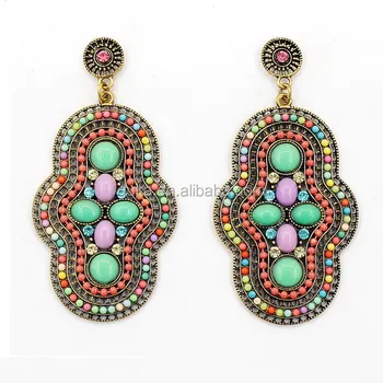 Handmade Colorful Nature Stone Mexican Earrings Traditional Jewelry Handmade Colorful Nature Stone Mexican Earrings Traditional Jewelry