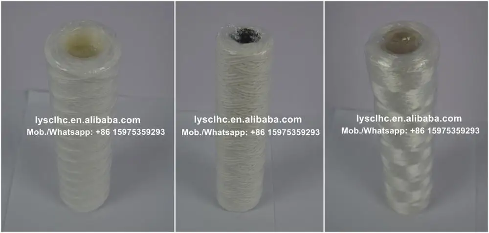 PP yarn / cotton / fiberglass 1 micron string wound filter cartridge with 40 inch core