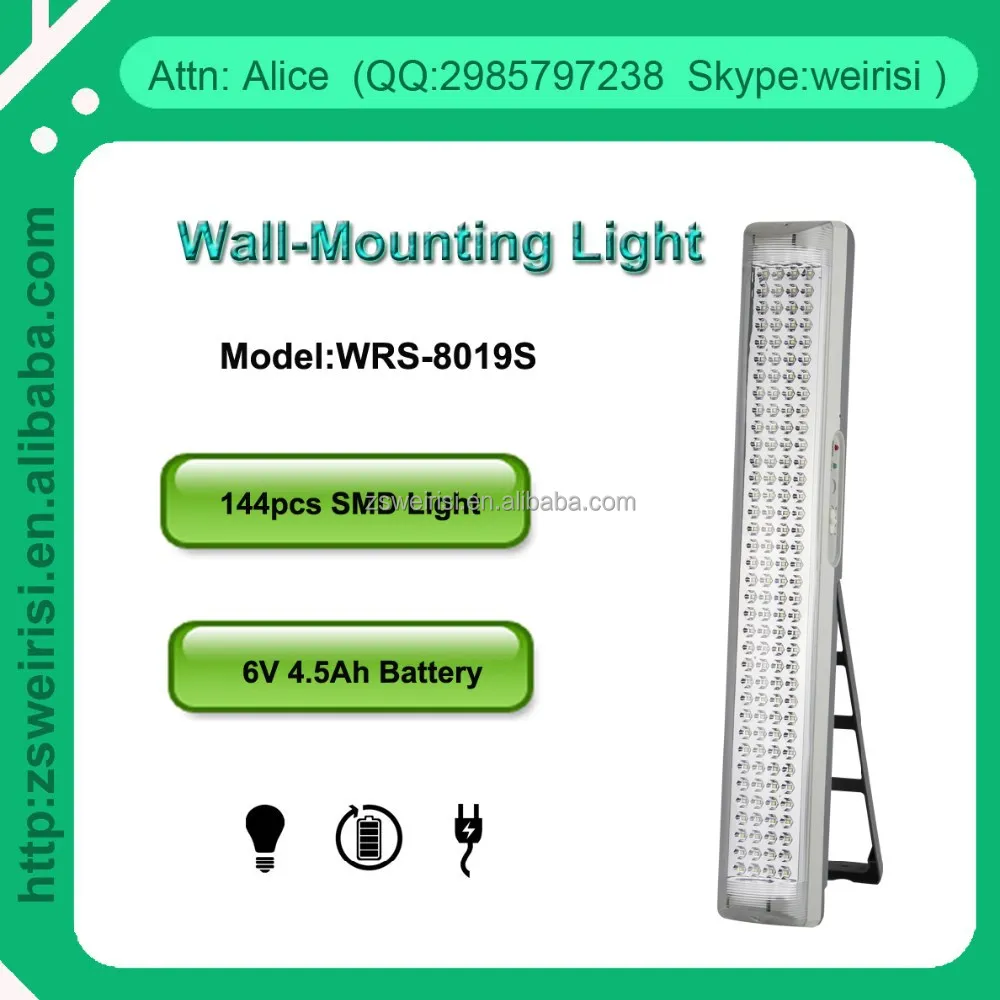 
Indoor Wall Mounted Emergency Rechargeable 144pcs SMD Portable Lantern (WRS-8019S) 