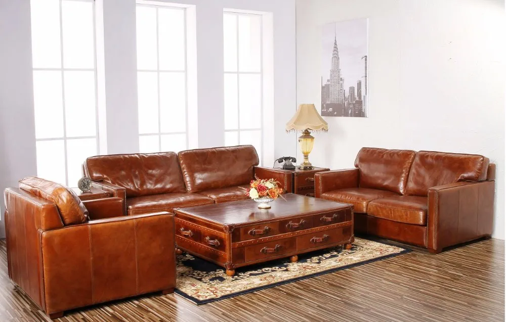 Antique Genuine Leather Chinese Sofa For Living Room Product On Alibaba