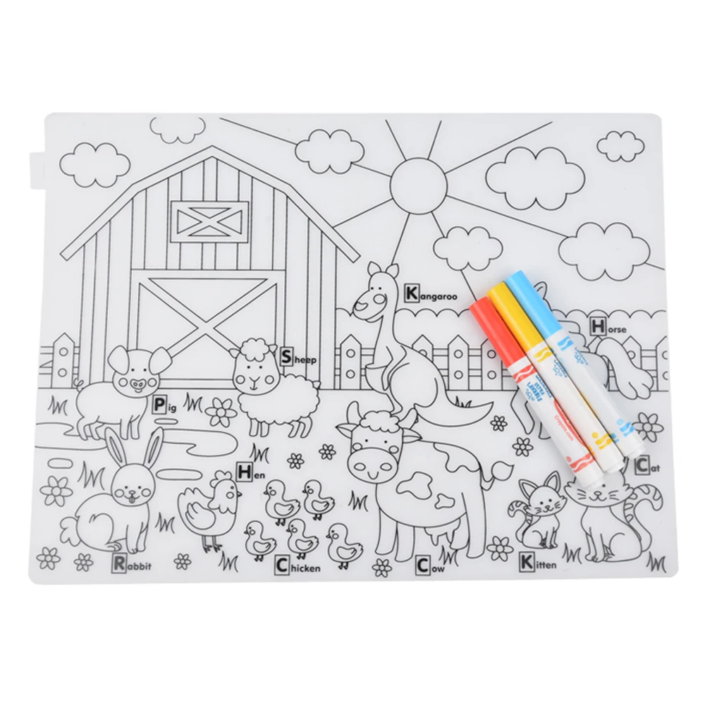 Waterproof Silicone Kids Washable Coloring Placemat,Landmarks - Buy