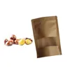 Ziplock stand up pouch kraft paper bags with clear window