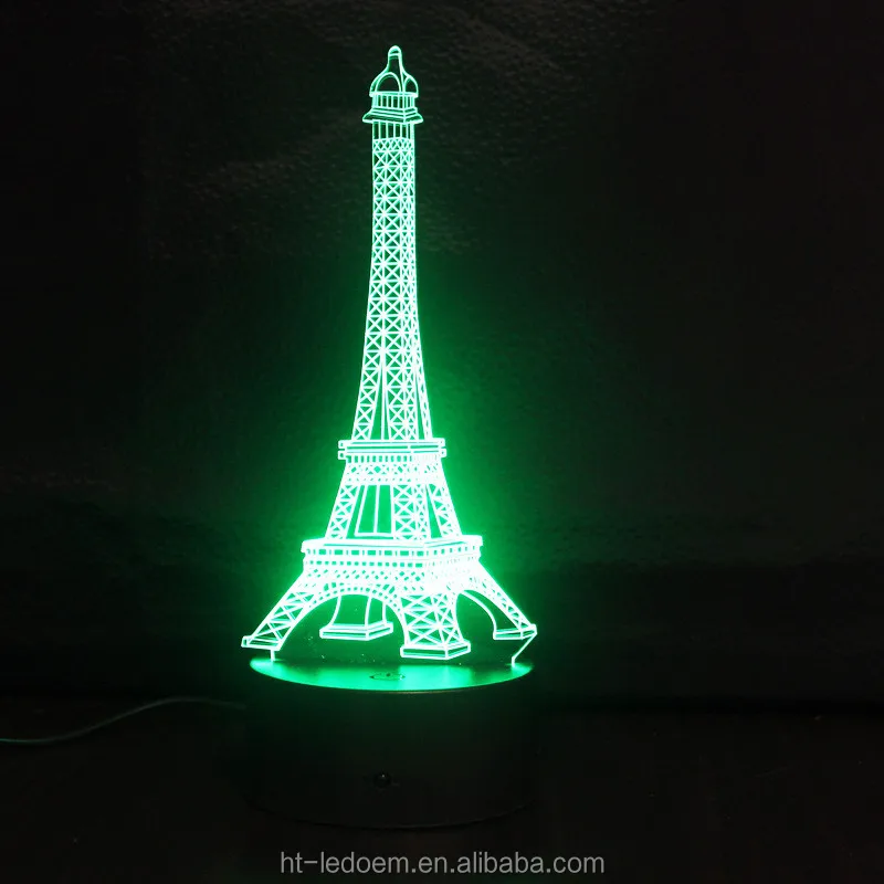OSALADI Lámpara de la Noche de la Torre Eiffel de la luz LED de la Noche Lámpara Creativa de la decoración de acrílico de la Moda para el Escritorio Interior 2pcs, 8 x 8 x 19cm Dormitorio