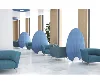 Colorful Customized Ocean Private Conversation Place Sector Fabric Screen Metal Frame DIY Reception Area Library Partition