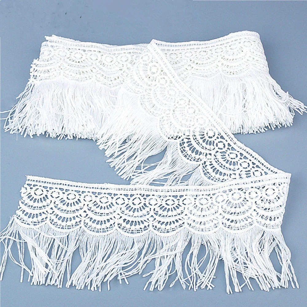 Fashion Beautiful White Black Polyester embroidery Lace Ribbon Tassels Fringe Trimming.jpg