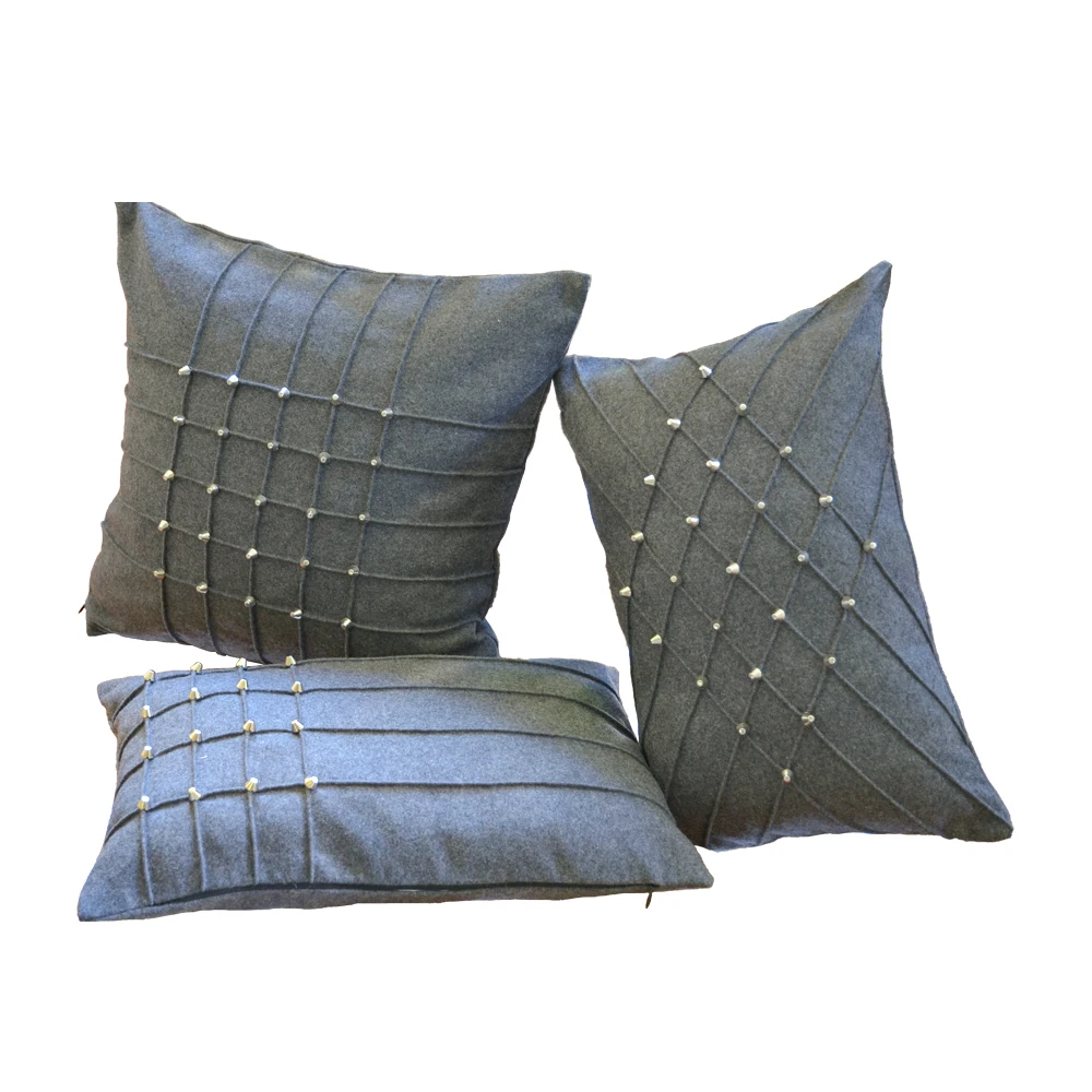 Custom Melton Wool Different Size Smocking Cushion Cover For