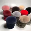 2017 hot style ladies knitting hat fake fox fur pompom color hat/Sinotrans warm household work knitted cap