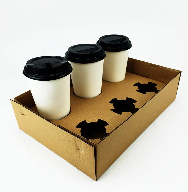 Disposable Corrugated Paper Coffee Paper Cup Tray for Wholesale