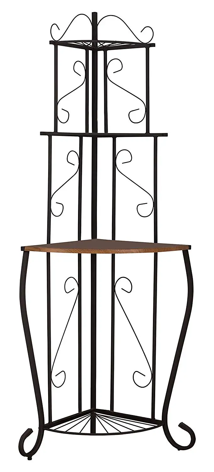 Home Kitchen Wooden Metal Corner Storage Shelf Free Standing Corner Storage Shelf Free Standing