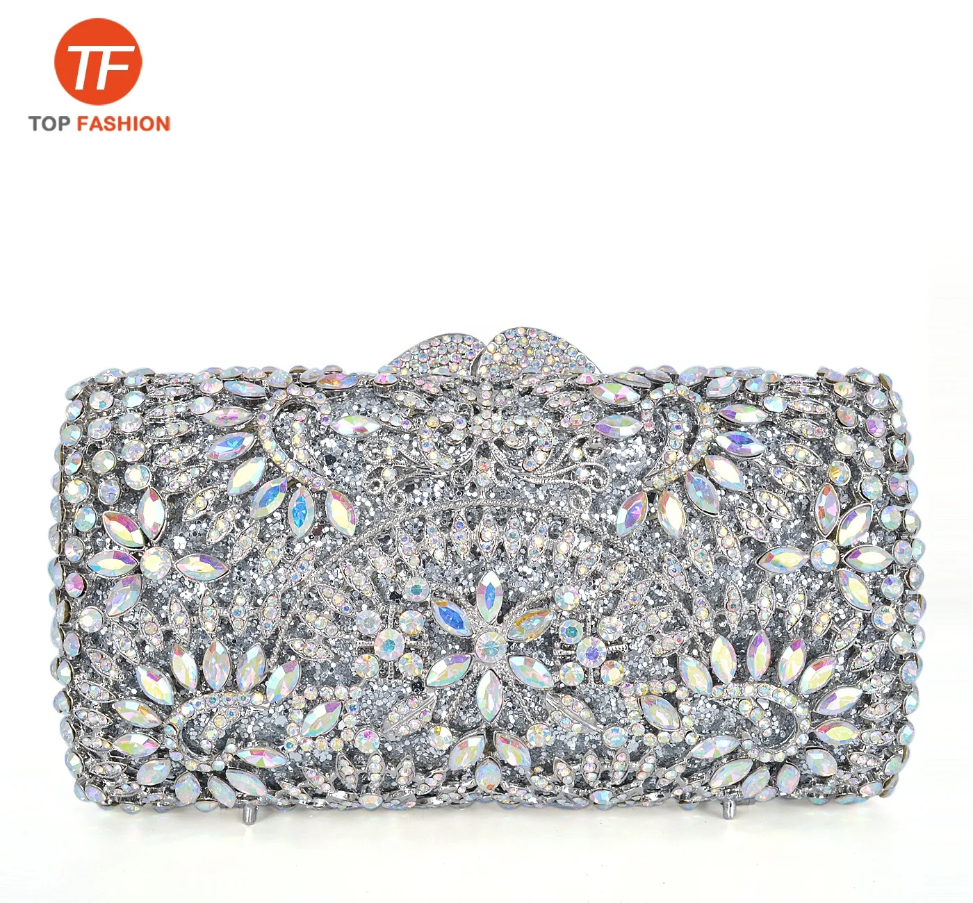Bolsa De Embrague Para Mujer, Nuevo, tono plata, diamante Bolsa De Embrague Para Mujer, Nuevo, tono plata, diamante