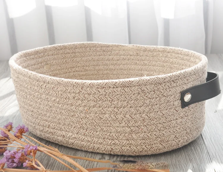 Aphacatop High Quality Home Cotton Rope Storage Basket Woven Rope