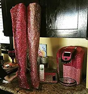 swarovski crystal thigh high boots