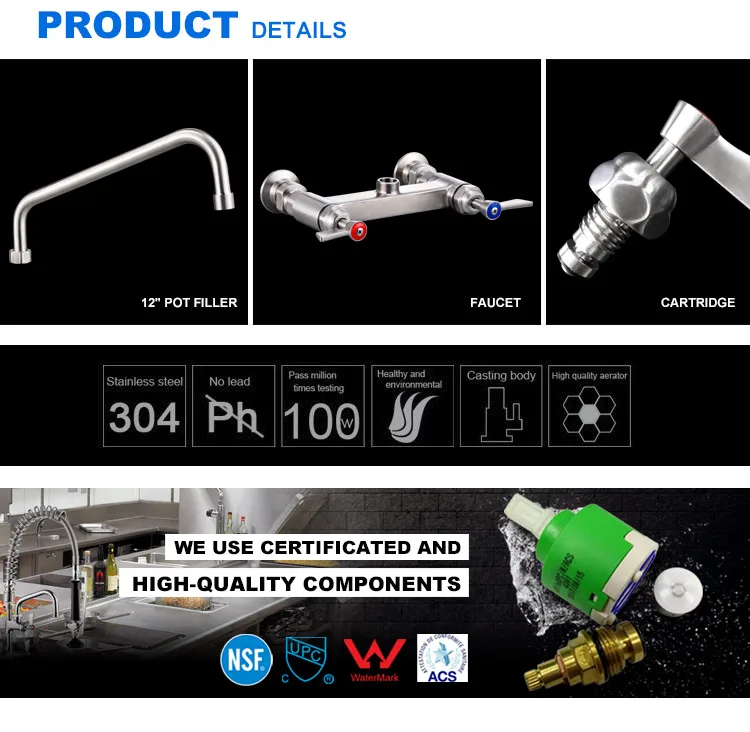 New Products 304 Stainless Steel Faucet Double Outlet German Types Self Heating Sink Wall Mounted Water Tap.jpg