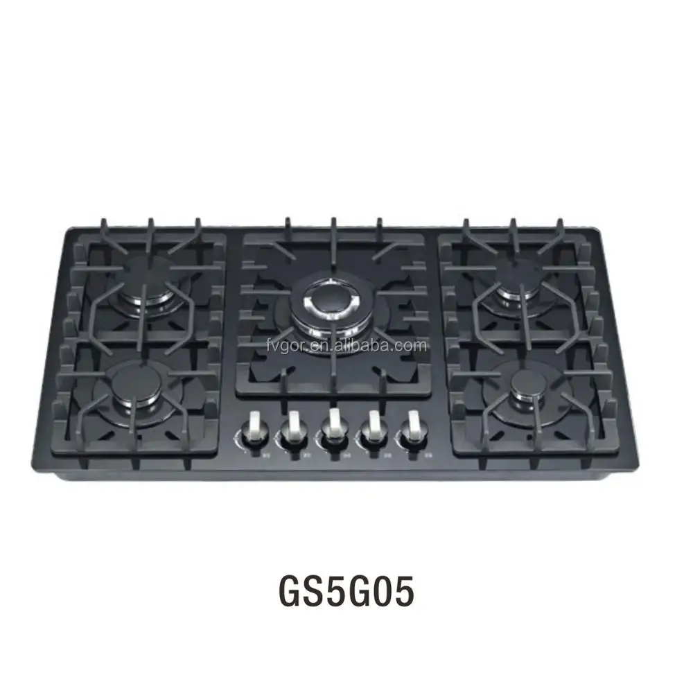 36" Kitchen Burner Stove Hob Tempered Glass Panel 90cm Black Built In