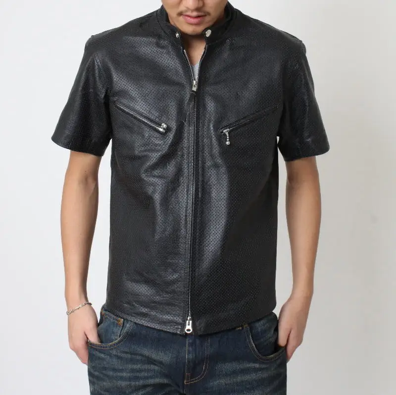 Stud Original Short Sleeve Leather Jacket For Men - Buy Short Sleeve 