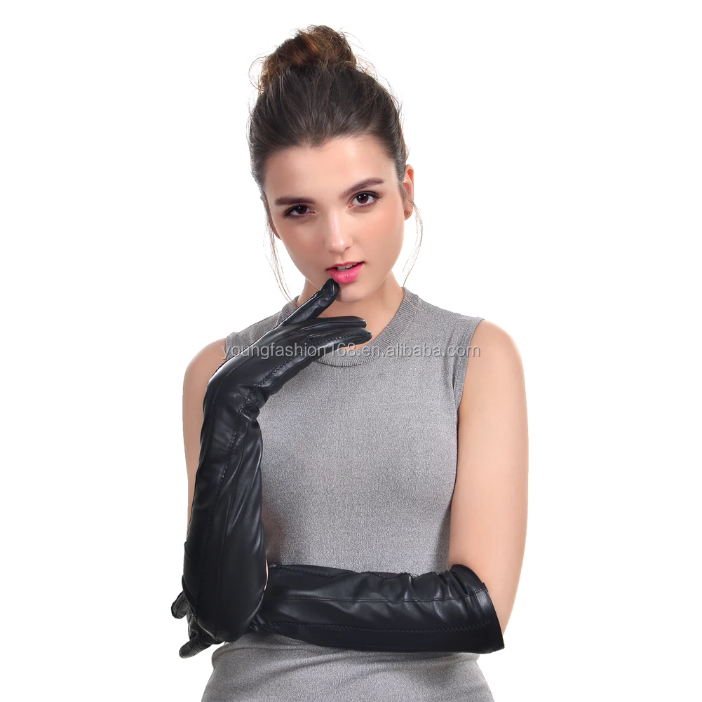 long black leather gloves ladies