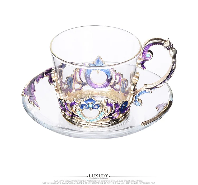 Luxury Crystal Glass Tea Cup And Saucer Set With Spoon Buy Glass