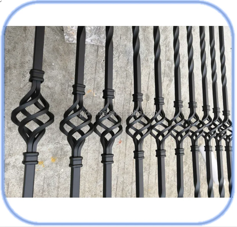 Jyd 12*12mm Wrought Iron Ring Balusters Indoor Metal Stair Spindles For
