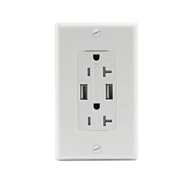 
15A socket 125V USB Charger Receptacle Tamper-Resistant Outlets,white 