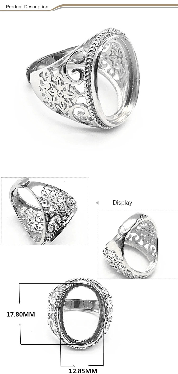 2021 Men Fashion Wholesale 925 Sterling Silver Pearl Ring Without