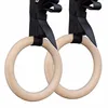 Logo Printed Fitness Strength Training Gymnastic Wooden Gym Rings